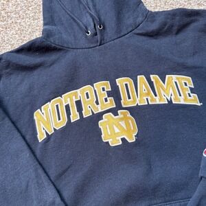 Notre Dame Fighting Irish Small Navy Blue‎ Champion Hoodie Pullover Sweatshirt